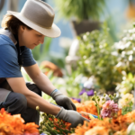 Femme qui plante fleurs