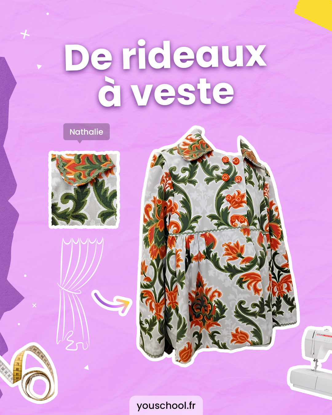 Idée de projet upcycling facile, transformer des rideaux en veste